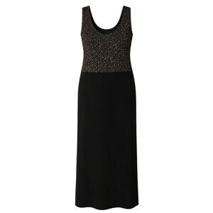 Jessica Howard Women’s Black Sleeveless Maxi Dress Gold Beaded Sequin Top Sz 10